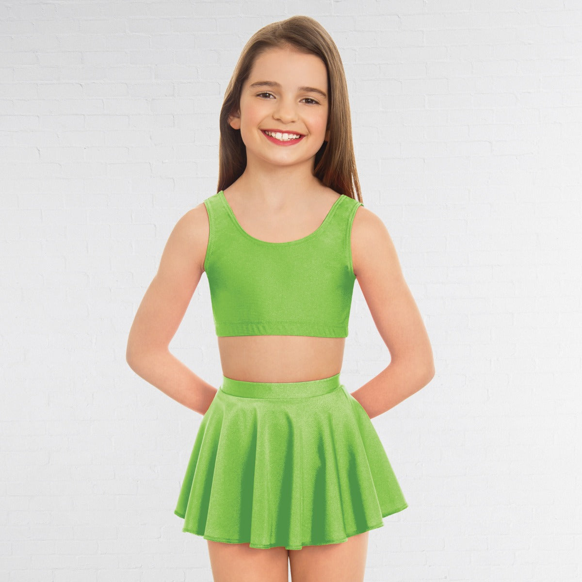 1st Position circular dance skirt in flo green