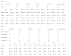 Size chart for children and adults with measurements in centimeters and inches.