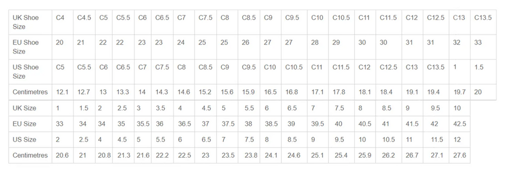 Dance shoe size guide
