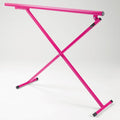 Pink metal X-shaped stand on a white background