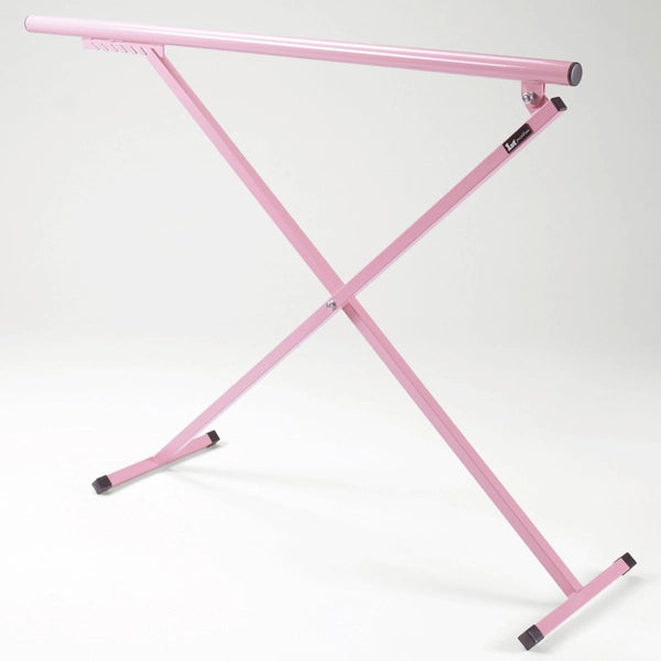 Pink metal X-shaped frame on a white background