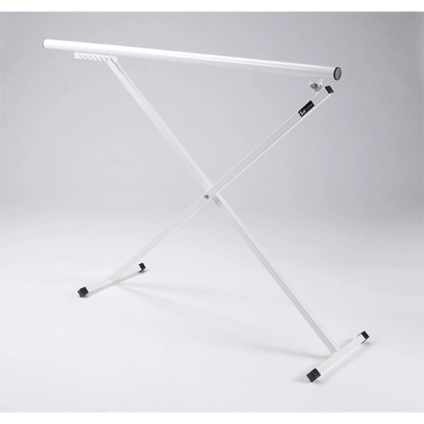 White metal crossbar with brackets on a gray background