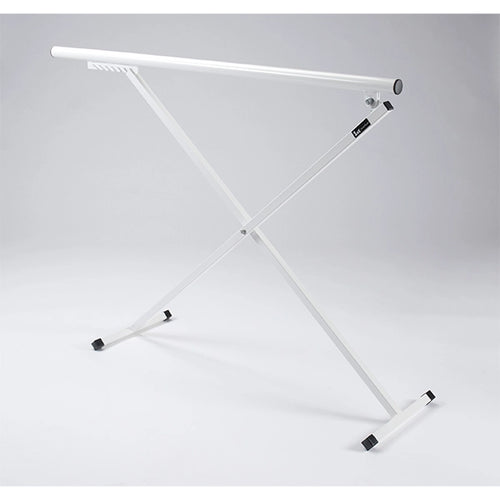 White metal crossbar with brackets on a gray background