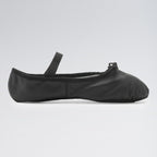 Black ballet shoe on a light gray background