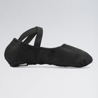 Black ballet shoe on a light gray background