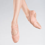 BLOCH pink stretch canvas split sole ballet shoes with suede sole and elasticated binding
