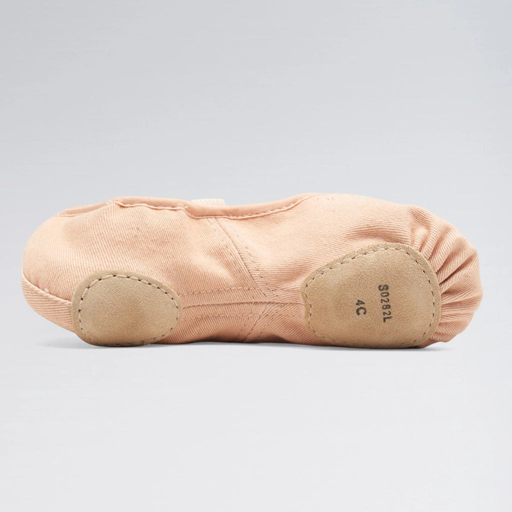 BLOCH pink stretch canvas split sole ballet shoes with suede sole and elasticated binding
