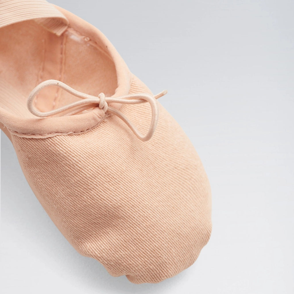 BLOCH pink stretch canvas split sole ballet shoes with suede sole and elasticated binding