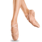 BLOCH pink stretch canvas split sole ballet shoes with suede sole and elasticated binding