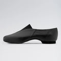 Black dance shoe on a light gray background