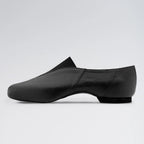 Black dance shoe on a light gray background