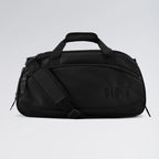Black duffel bag with 'Block' branding on a light gray background