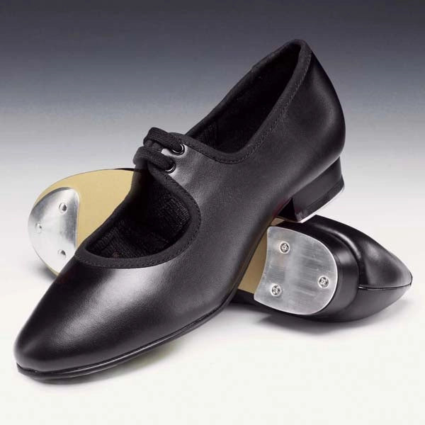 1st Position black low heel tap shoes with toe and heel taps