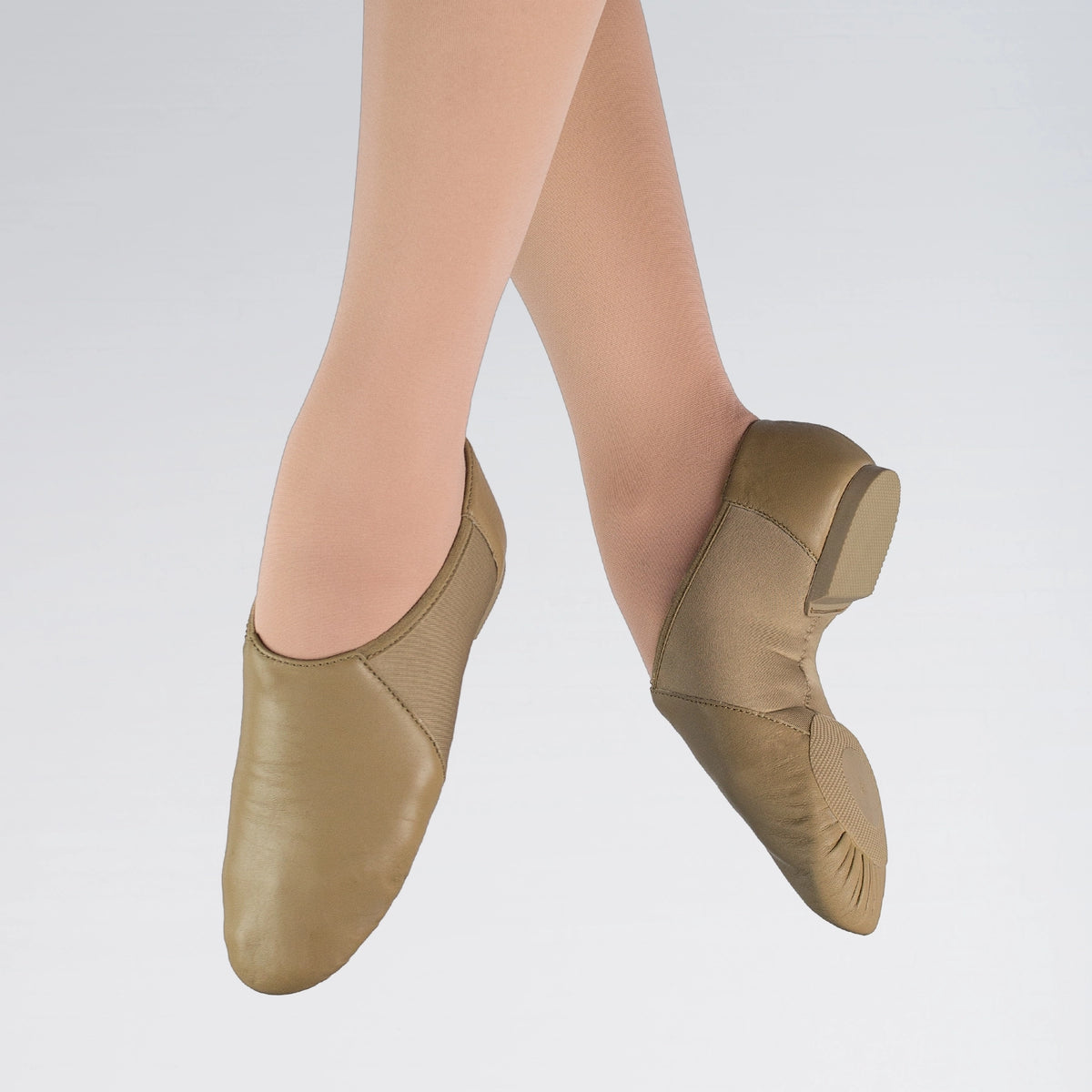 1st Position split sole stretch leather jazz shoes with elasticated mid-section
