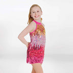 1st Position multi ombré sequin mini dance dress