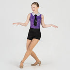 1st Position sequin mesh topped showbiz unitard with attached shorts