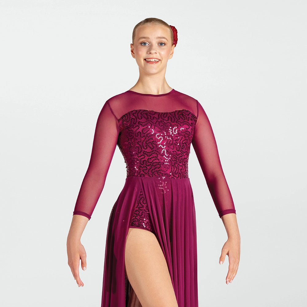 1st Position sequin lace crop sleeved lyrical dance dress