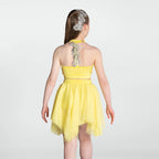 1st Position two piece lyrical dance costume with sequin crop top and handkerchief skirt
