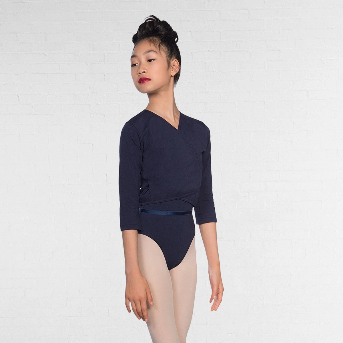 1st Position 3/4 sleeve ballet crossover cardigan in navy