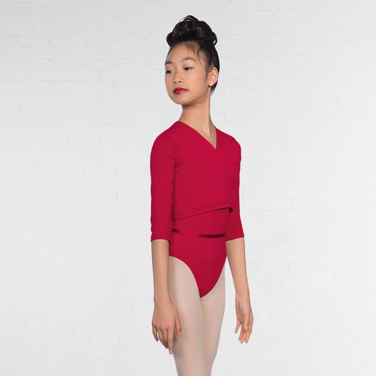 1st Position 3/4 sleeve ballet crossover cardigan in plum
