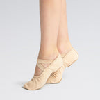 Capezio Hanami pink stretch canvas split sole ballet shoes with suede sole and pre-attached elastics