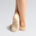 Capezio Hanami pink stretch canvas split sole ballet shoes with suede sole and pre-attached elastics