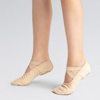 Capezio Hanami pink stretch canvas split sole ballet shoes with suede sole and pre-attached elastics