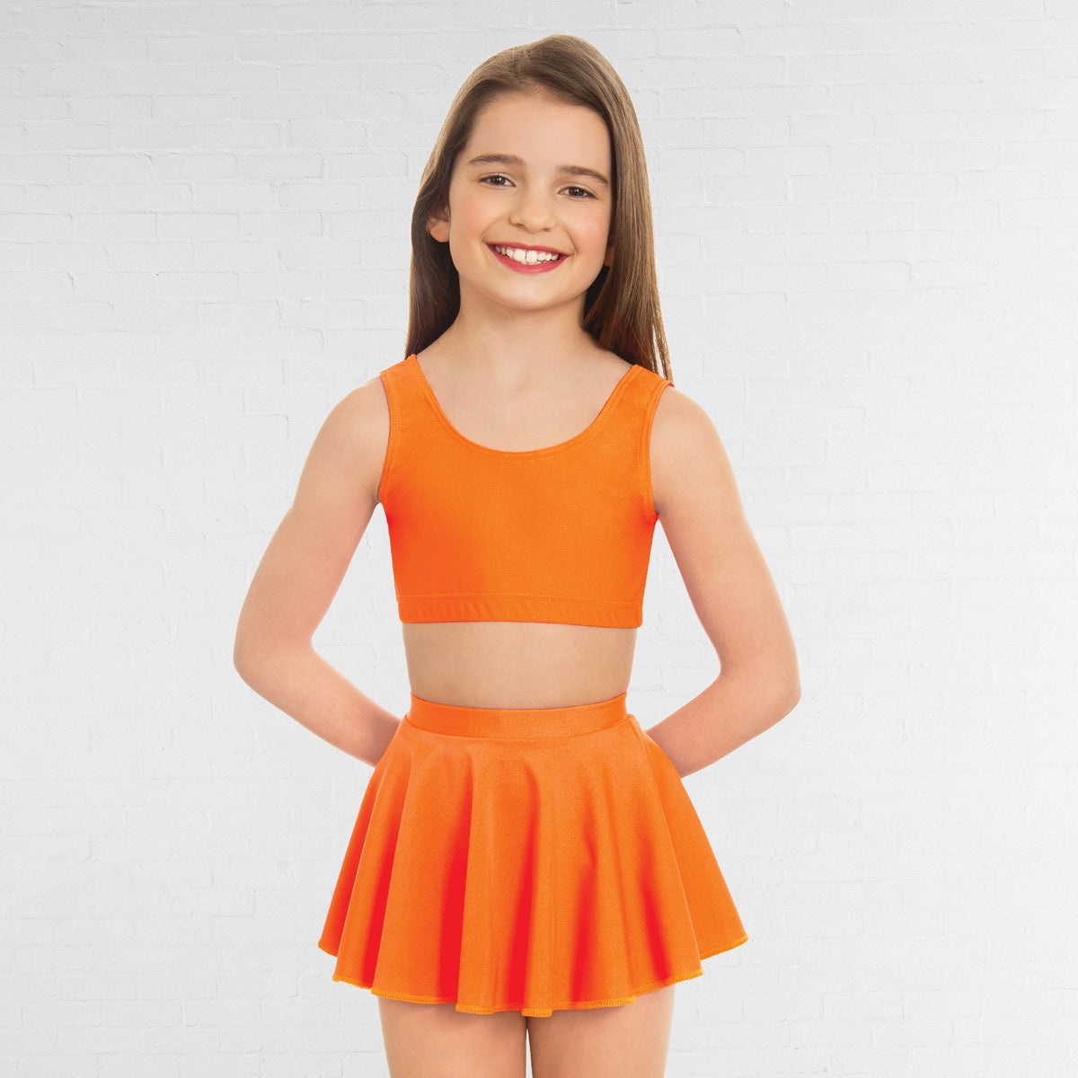 1st Position circular dance skirt in flo orange