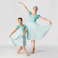 1st Position mint green puff sleeve lace lyrical dance dress with velvet belt