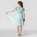 Back view of 1st Position mint green lace lyrical dance dress