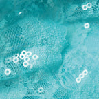 Mint green lace and sequin fabric detail on 1st Position lyrical dance dress
