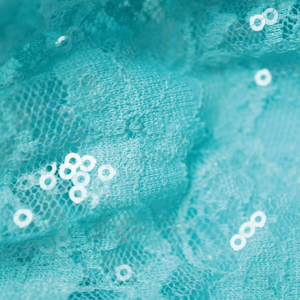 Mint green lace and sequin fabric detail on 1st Position lyrical dance dress