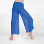 Blue sheer pants on a white background