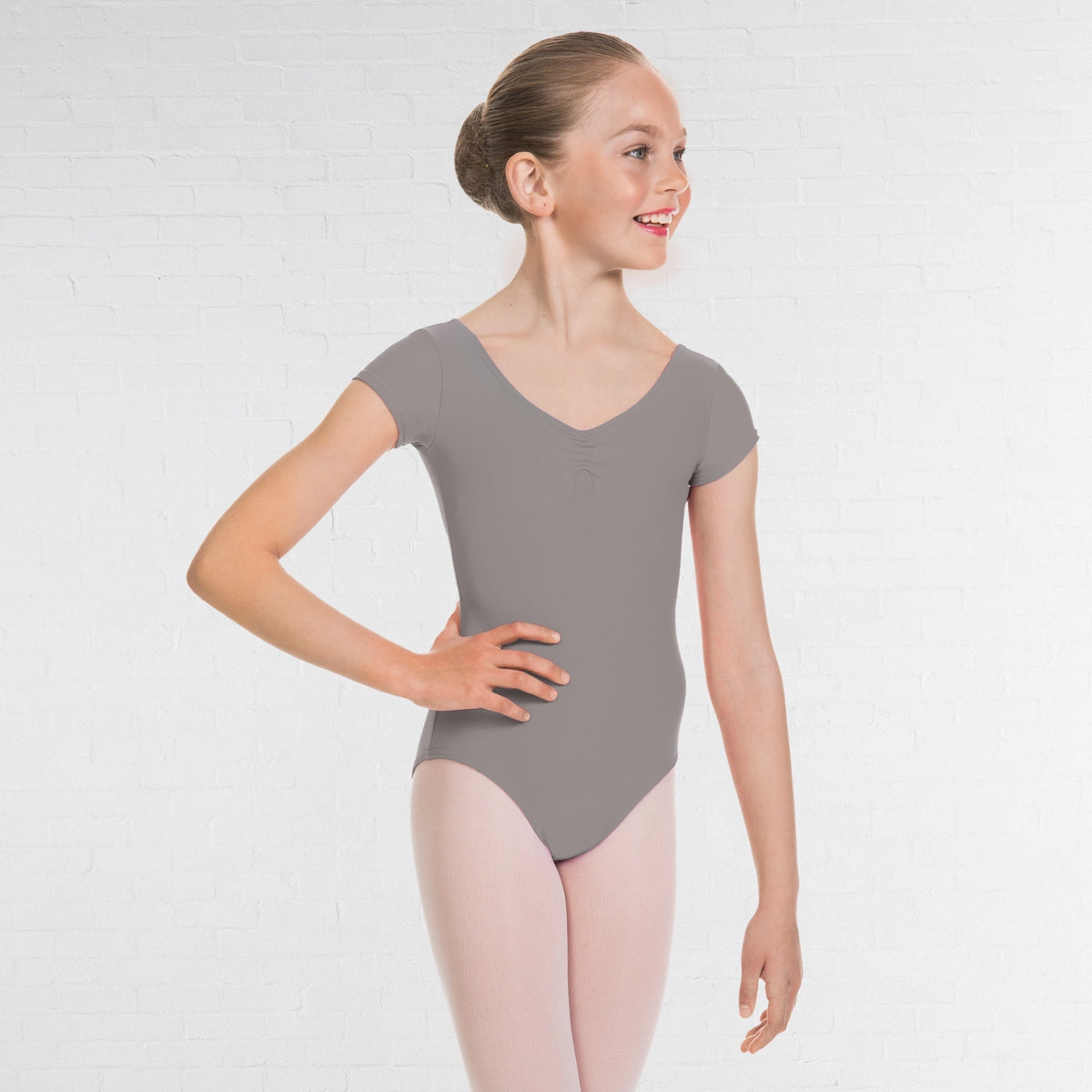 1st Position Alice cap sleeved ruched dance leotard