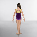 1st Position hologram and velour short sleeve gymnastics leotard
