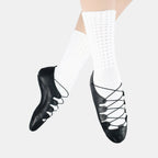 1st Position leather Highland dance shoes with lace fastening and full suede soles