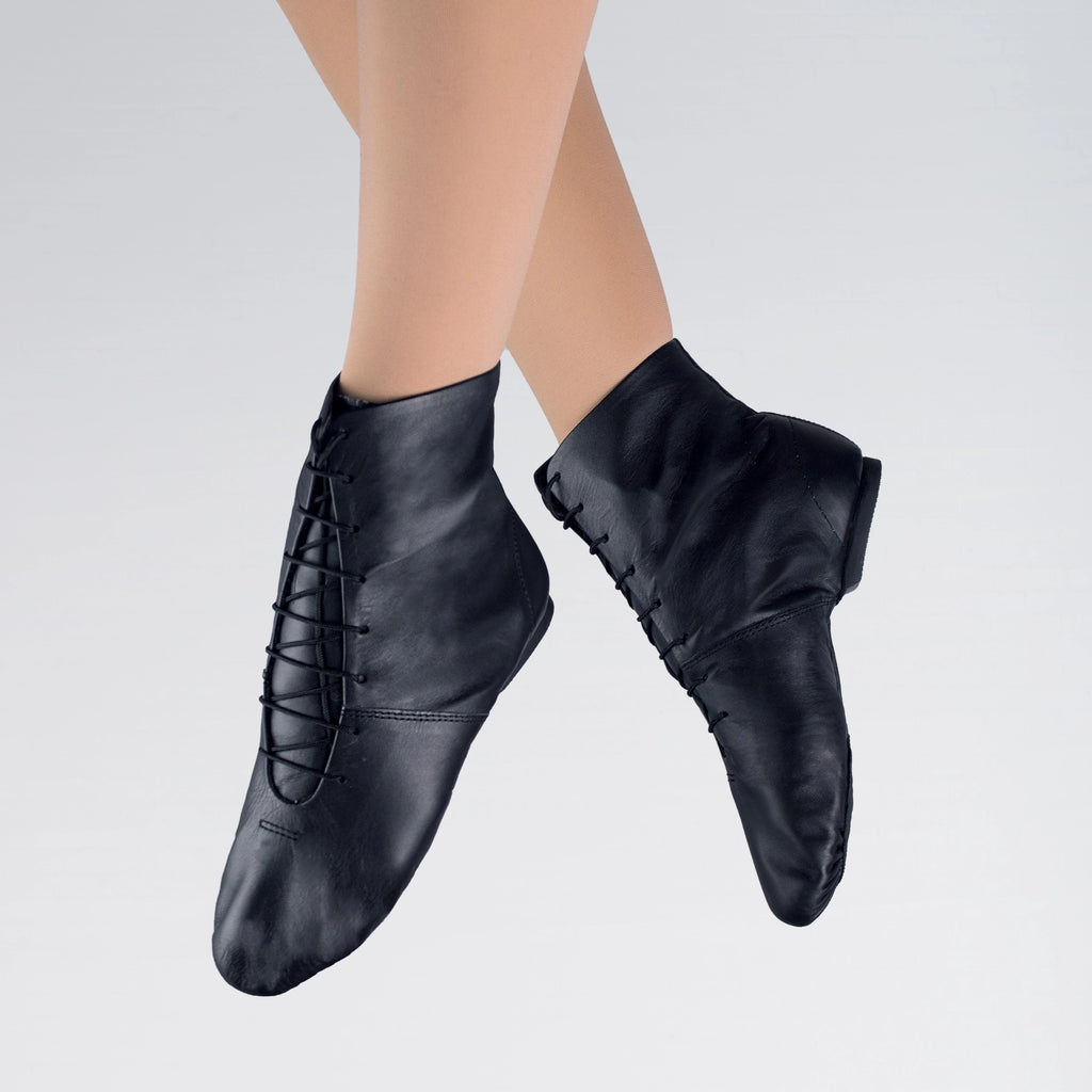1st Position black split sole leather jazz boots