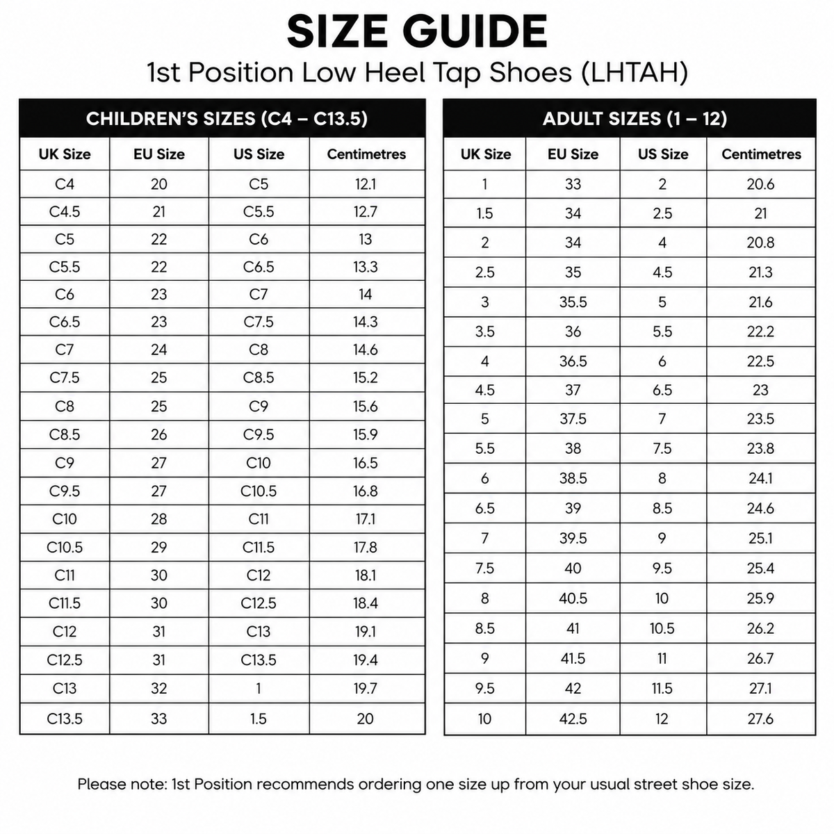 LHTAH - Size Guide