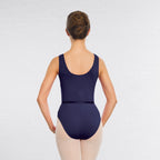 1st Position Grades III/V sleeveless regulation leotard with ruched front and matching belt