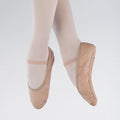 1st Position pink leather full sole ballet shoes with pre-sewn elastic and drawstring fit for ballet classes, exams and performances