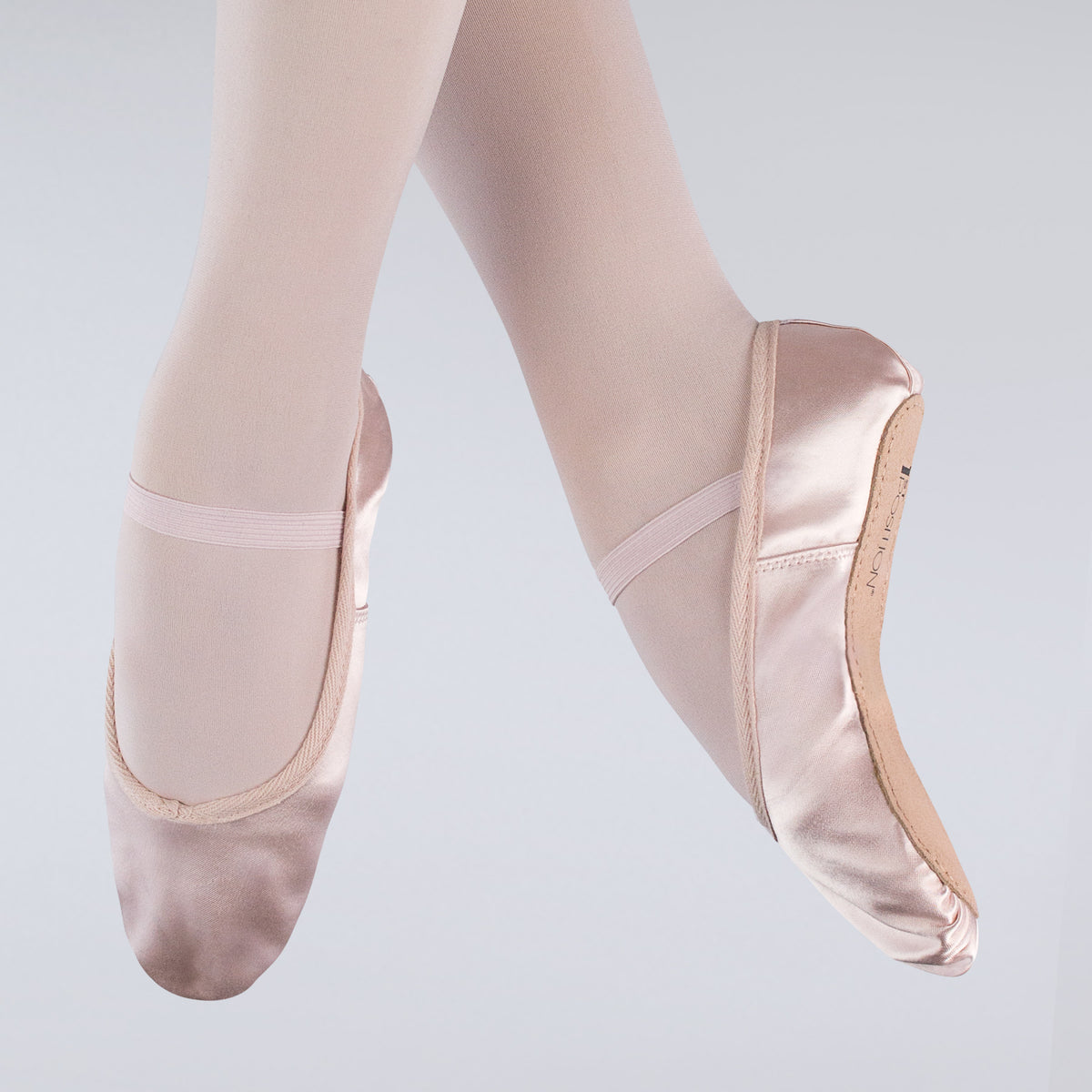 1st Position satin full sole ballet shoes in pink and white