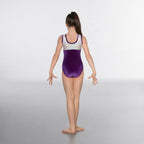 1st Position hologram and velour short sleeve gymnastics leotard