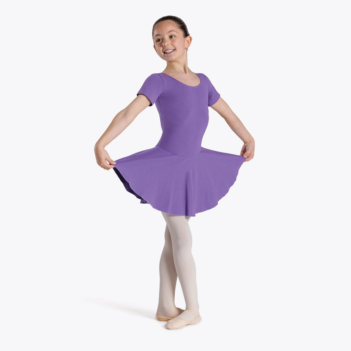 1st Position Hannah cotton skirted leotard in lavender 