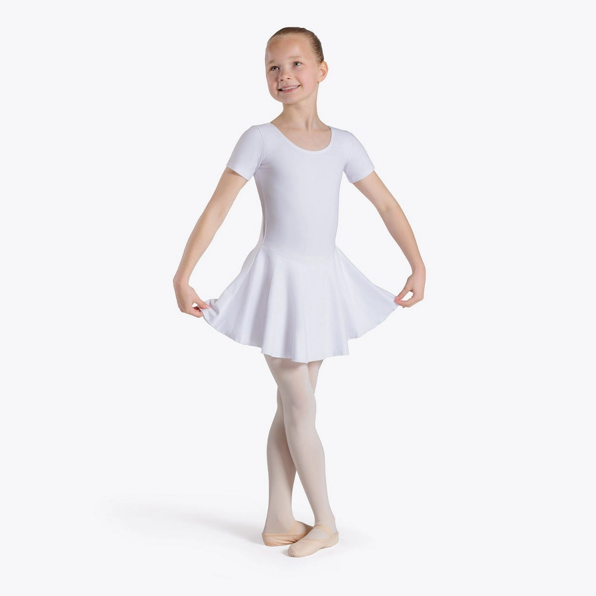 1st Position Hannah cotton skirted leotard in white
