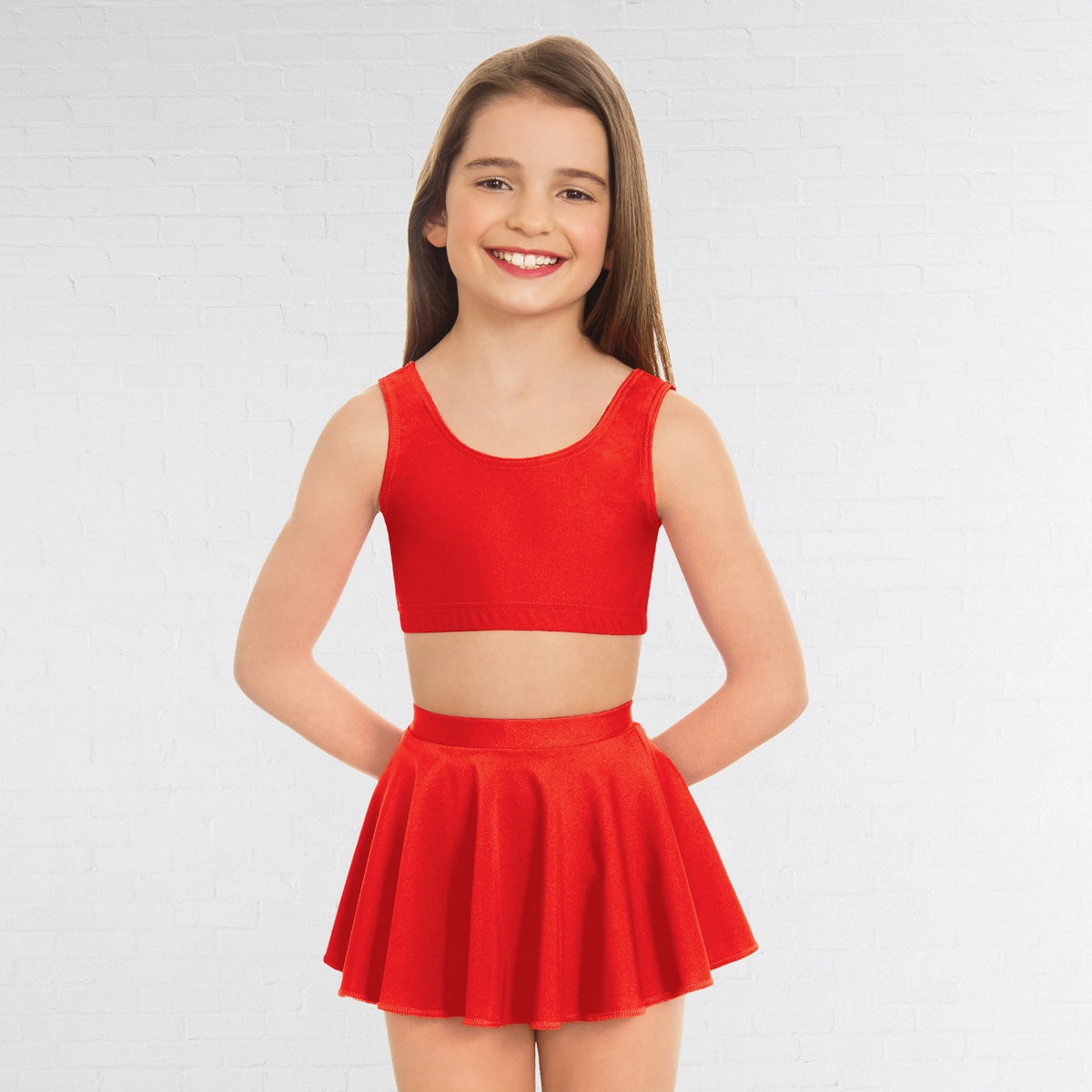 1st Position circular dance skirt in red