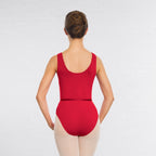 1st Position Grades III/V sleeveless regulation leotard with ruched front and matching belt
