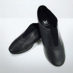 1st Position soft leather jazz shoes with front gusset and full rubber sole