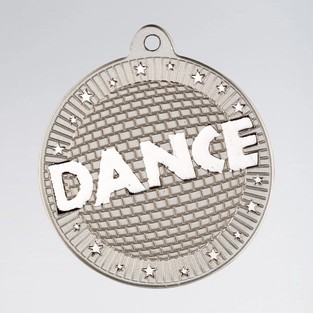 Silver medal with 'DANCE' text on a light gray background
