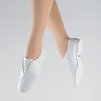 1st Position leather lace-up jazz shoes with full rubber sole