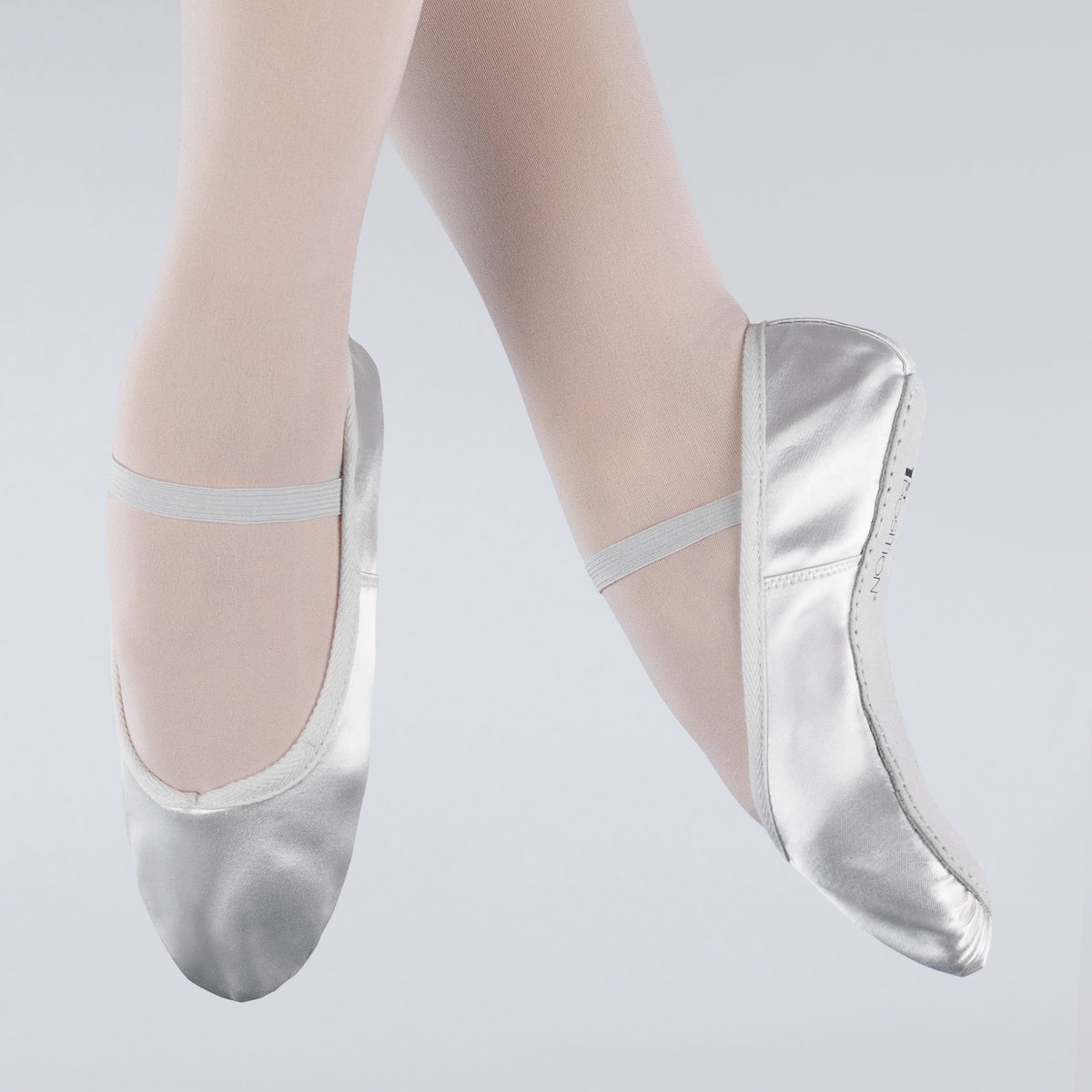 1st Position satin full sole ballet shoes in pink and white